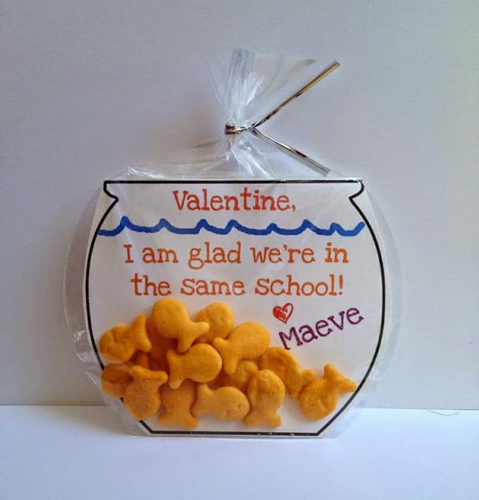 Goldfish Crackers Idées de cartes de Saint Valentin pour les enfants